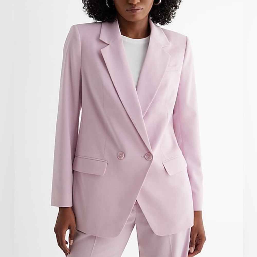 Used Express XS soft pink double breast blazer - Picture 7 of 8